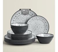 La Joventino 24 piezas de vajilla de melamina para camping para 8 personas - Juego de platos y vajilla de melamina combo, perfecto para grupos al aire libre