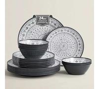 La Joventino Juego de vajilla de melamina de 24 piezas para 8 personas, vajilla duradera para camping, platos y cuencos de picnic, ideal para caravana, patio, fiesta en el jardín