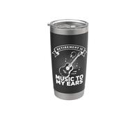 La jubilación es música para mis oídos Jubilado Profesor de música divertido Vaso térmico de acero inoxidable de doble pared