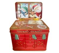 La lata de hojalata de your castle en forma de aparador para la visita navideña, caja decorativa para galletas navideñas, galletas de Adviento, capacidad: 1,2 L, medidas: 14,5 x 10 x 10 cm