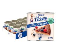 La Lechera Lata de leche condensada entera con abre fácil, 370 g (Paquete de 12)