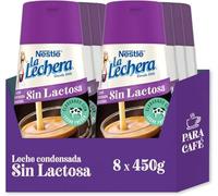 La Lechera Nestlé Leche condensada desnatada sin lactosa - Botella de Sirve Fácil Caja 8 x 450 g