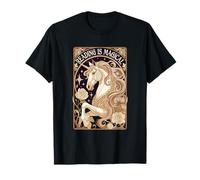 La Lectura de Unicornios de Estilo Art Nouveau es un gráfico Floral mágico Camiseta