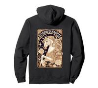 La Lectura de Unicornios de Estilo Art Nouveau es un gráfico Floral mágico Sudadera con Capucha