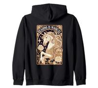 La Lectura de Unicornios de Estilo Art Nouveau es un gráfico Floral mágico Sudadera con Capucha