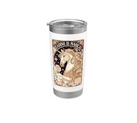 La lectura de unicornios de estilo Art Nouveau es un gráfico floral mágico Vaso térmico de acero inoxidable de doble pared