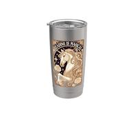 La lectura de unicornios de estilo Art Nouveau es un gráfico floral mágico Vaso térmico de acero inoxidable de doble pared