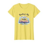 La Lectura es mi Lugar Feliz Bookworm Magic Camiseta, Mujer, Limón, XS