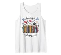 La Lectura Floral para Amantes de los Libros es mi Lugar Feliz Camiseta sin Mangas