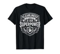 La Limpieza es Nuestro Superpoder Camiseta gráfica económica, Hombre, Negro, M