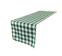 La Lino Doble Cara Gingham de Cuadros Camino de Mesa 14 por Cortinas con, Color Verde/Blanco, 14 "x 108"