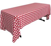 La Lino Gingham a Cuadros Rectangular Mantel, poliéster, Red/White, 152.4 x 305 x 0.04 cm