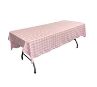 La Lino Gingham a Cuadros Rectangular Mantel, poliéster, Rosa/Blanco, 152.4 x 259 x 0.04 cm