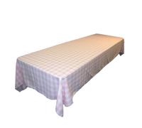 La Lino Gingham a Cuadros Rectangular Mantel, poliéster, Rosa/Blanco, 152.4 x 305 x 0.04 cm
