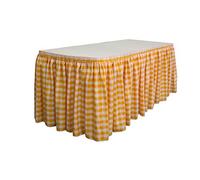 La Lino poliéster Gingham Cuadros Mesa Falda 14-Foot, poliéster, White/Dark Yellow, 426.7 x 73.66 x 0.5 cm