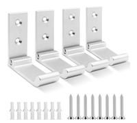 La Llareta Ganchos Pared Plegables, 4 Piezas Soporte Auriculares Pared, Ganchos para Percheros, Gancho de Montaje en Pared de Aluminio, Con Tornillos, para Chaqueta Toalla Cocina (Plata)