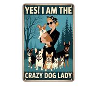 La Loca De Los Perros Placa Metálica Resistente Y Duradera Letrero De Lata Divertido Letrero De Metal para Aire Libre Granja Salón 20X30Cm