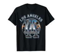 LA Los Ángeles City Skyline Palmeras Angustiado Camiseta