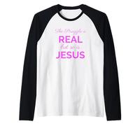 La Lucha es Real Jesús Mujeres cristianas Verso de la Biblia Orar Leer Camiseta Manga Raglan