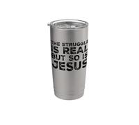 La lucha es real, pero también lo es Jesús Cristo cristiano divertido Vaso térmico de acero inoxidable de doble pared