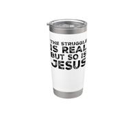 La lucha es real, pero también lo es Jesús Cristo cristiano divertido Vaso térmico de acero inoxidable de doble pared