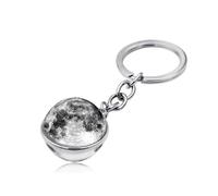 La Luna Llena Vintage Llavero Llavero de Cristal Hecho a Mano Accesorios para Mujer y Hombre, Grey Moon Clever Treatment