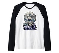 La Luna Nos extraña #LetsGoBack Llorando Luna Triste Camiseta Manga Raglan