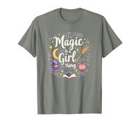 La Magia es una Cosa de Chicas: capricho Brujo para Encantadoras Camiseta, Hombre, Verde Militar Jaspeado, S
