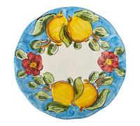 La Maison Unique: Plato llano de 26 cm de cerámica vietnamita pintada a mano - Decoración de limones tradicional - Estilo costa de Amalfi - Fabricado en Italia 2404251057