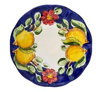 La Maison Unique: Plato llano de 26 cm de cerámica vietnamita pintada a mano - Decoración de limones tradicional - Estilo costa de Amalfi - Fabricado en Italia 2404251056