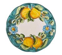 La Maison Unique: Plato llano de 26 cm de cerámica vietnamita pintada a mano - Decoración de limones tradicional - Estilo costa de Amalfi - Fabricado en Italia 2404251055