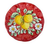 La Maison Unique: Plato llano de 26 cm de cerámica vietresa, pintado a mano, decoración de limones tradicional, estilo costa de Amalfi, fabricado en Italia 2404251059