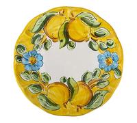 La Maison Unique: Plato llano de 26 cm de cerámica vietresa, pintado a mano, decoración de limones tradicional, estilo costa de Amalfi, fabricado en Italia 2404251053