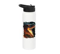 La majestad del dragón de fuego en el poder y las llamas Stainless Steel Insulated Water Bottle