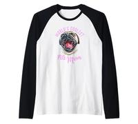 La mamá Pug más Genial del Mundo, Linda mamá de Pug bostezando Camiseta Manga Raglan