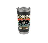 La mañana no es mi tiempo ama la lucha libre Sport Catch Wrestler Vaso térmico de acero inoxidable de doble pared