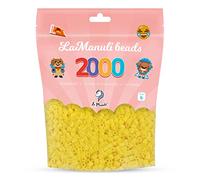 La Manuli Cuentas para Planchar Amarillo 2000 piezas - Fuse Beads Midi 5mm - para DIY Manualidades Manualidad - Bolsa Reutilizable