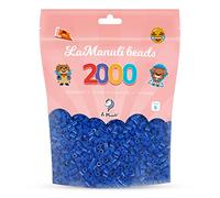 La Manuli Cuentas para Planchar Azul Oscuro 2000 piezas - Fuse Beads Midi 5mm - para DIY Manualidades Manualidad - Bolsa Reutilizable