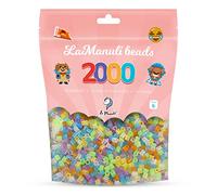 La Manuli Cuentas para Planchar con Brillantina 2000 piezas - Fuse Beads Midi 5mm - para DIY Manualidades Manualidad - Bolsa Reutilizable