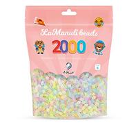 La Manuli Cuentas para Planchar Fluorescente 2000 Piezas - Fuse Beads Midi 5mm - para DIY Manualidades Manualidad - Bolsa Reutilizable