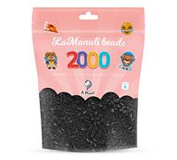 La Manuli Cuentas para Planchar Negro 2000 piezas - Fuse Beads Midi 5mm - para DIY Manualidades Manualidad - Bolsa Reutilizable