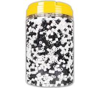 La Manuli Cuentas para Planchar Negro Blanco - 5000 Piezas, Tamaño Midi 5mm, Incluye 2 Pinzas, Compatible con Pyssla, Hamas