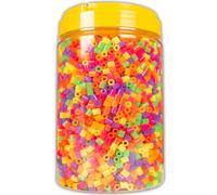 La Manuli Cuentas para Planchar Neon - 5000 Piezas, Tamaño Midi 5mm, Incluye 2 Pinzas, Compatible con Pyssla, Hamas