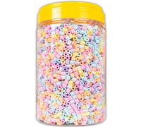 La Manuli Cuentas para Planchar Pastel - 5000 Piezas, Tamaño Midi 5mm, Incluye 2 Pinzas, Compatible con Pyssla, Hamas