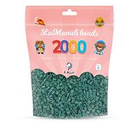 La Manuli Cuentas para Planchar Verde Oscuro 2000 piezas - Fuse Beads Midi 5mm - para DIY Manualidades Manualidad - Bolsa Reutilizable