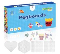 La Manuli Planchas grandes de 10 mm - 4 unidades XL y 10 plantillas de colores para niños a partir de 3 años, juego con 2 láminas transparentes seguras para perlas XL