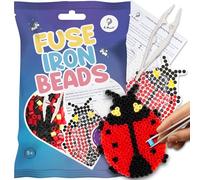 La Manuli Planchas de Abalorios con Plantillas a Juego - Caballito de Mar + Abalorios Gratis - Planchas de Abalorios Transparentes Midi - Accesorios - (Mariquita)