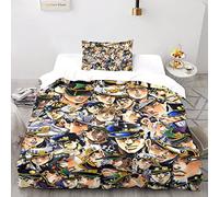 La Maravillosa Aventura de Jojo Juego De Edredón Ropa De Cama, Juego De 2 Piezas Funda Nórdica Ropa De Cama De Funda De Edredón Fundas De Almohada con Cierre De Cremallera Single(135x200cm)