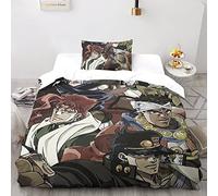 La Maravillosa Aventura de Jojo Juego De Ropa De Cama Funda Nórdica Funda De Edredón De Microfibra Suave con Diseño De Impresión 3D para Niños Adolescentes Adultos Juego De 2 Piezas Single(135x200cm)