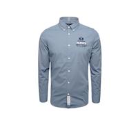 La Martina Camisa 'MAC601' azul paloma / blanco M azul paloma / blanco